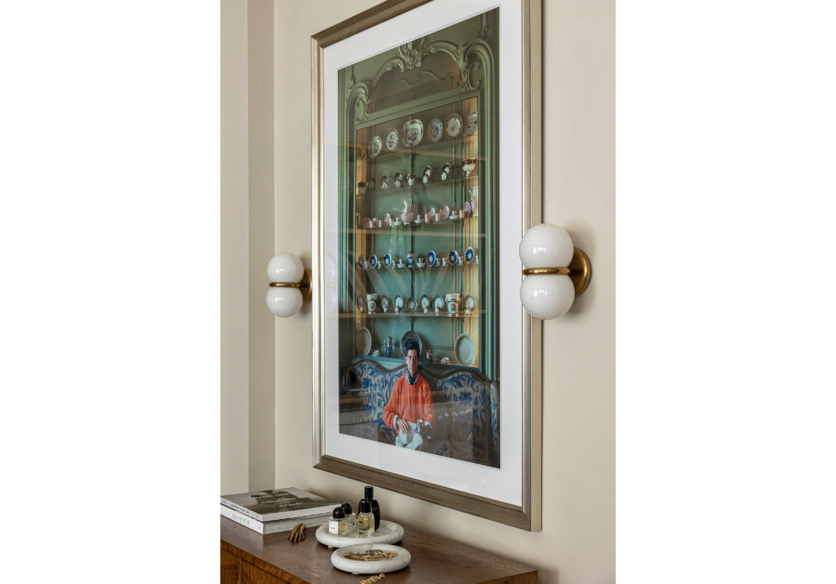 AMELIA SCONCE | White Glass & Brass