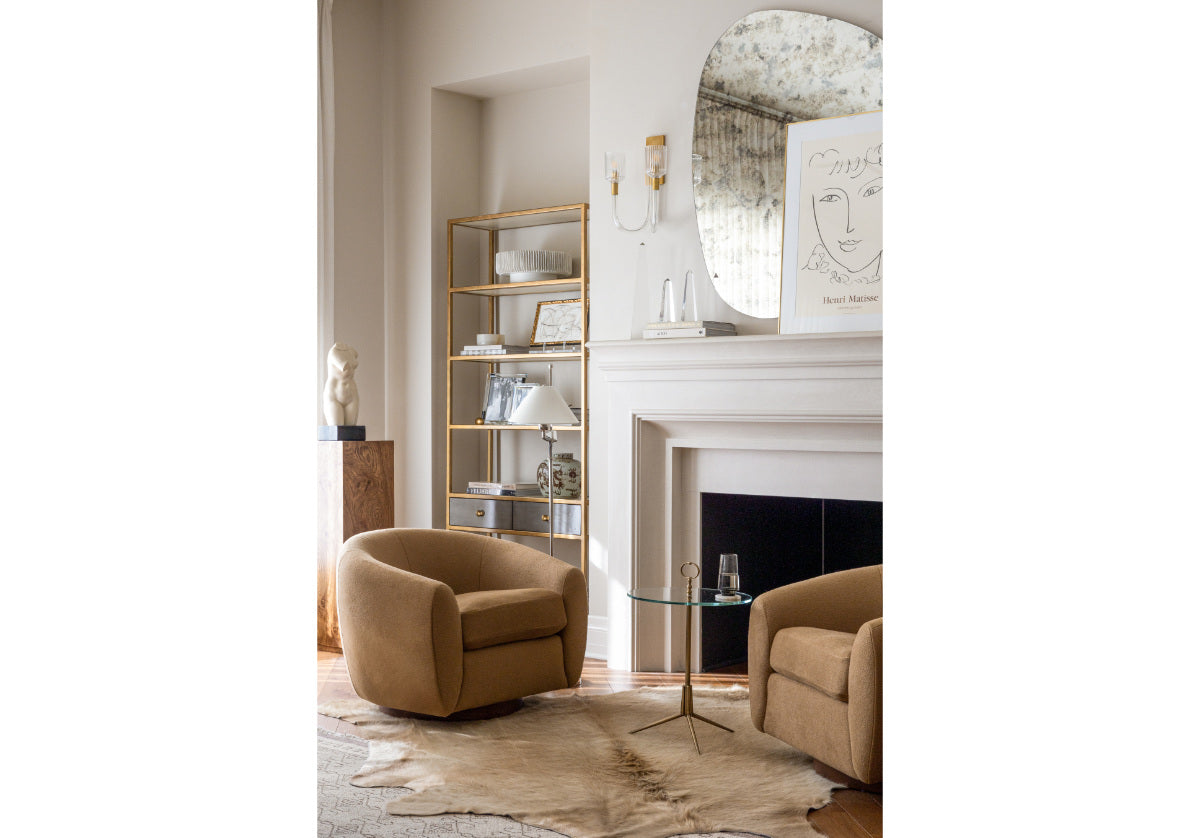 COCOON SWIVEL TILT CHAIR | Alpaca Wool Blend in Camel