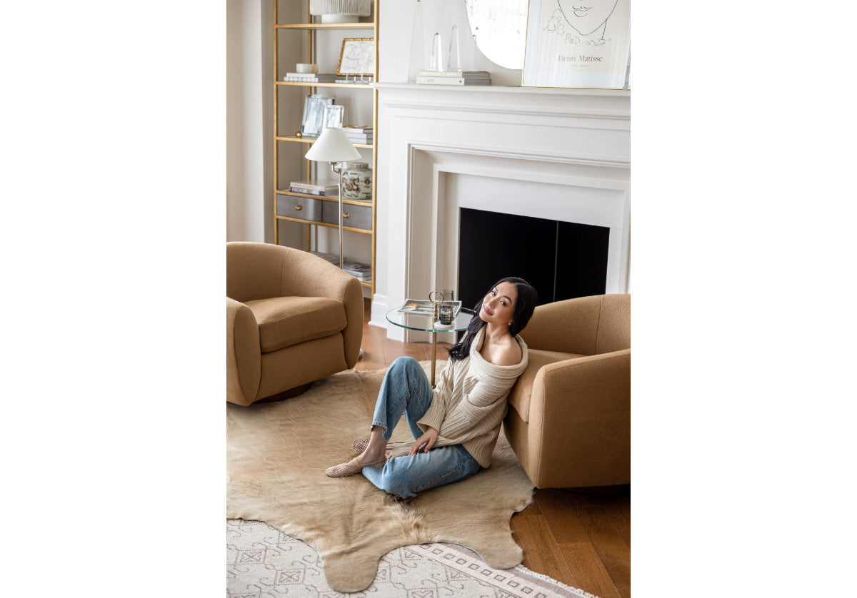 COCOON SWIVEL TILT CHAIR | Alpaca Wool Blend in Camel