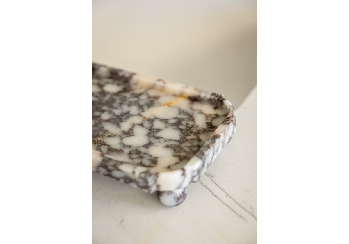 GRAND MARBLE FOOTED TRAY
