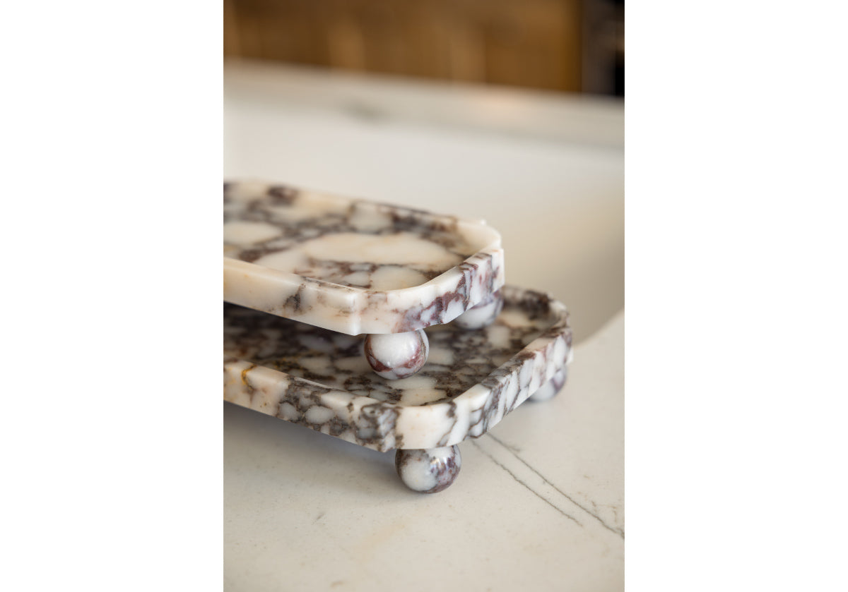 GRAND MARBLE FOOTED TRAY