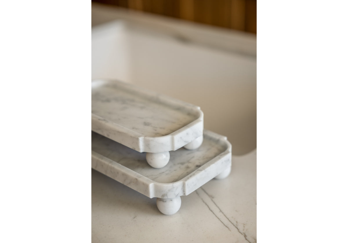 GRAND MARBLE FOOTED TRAY