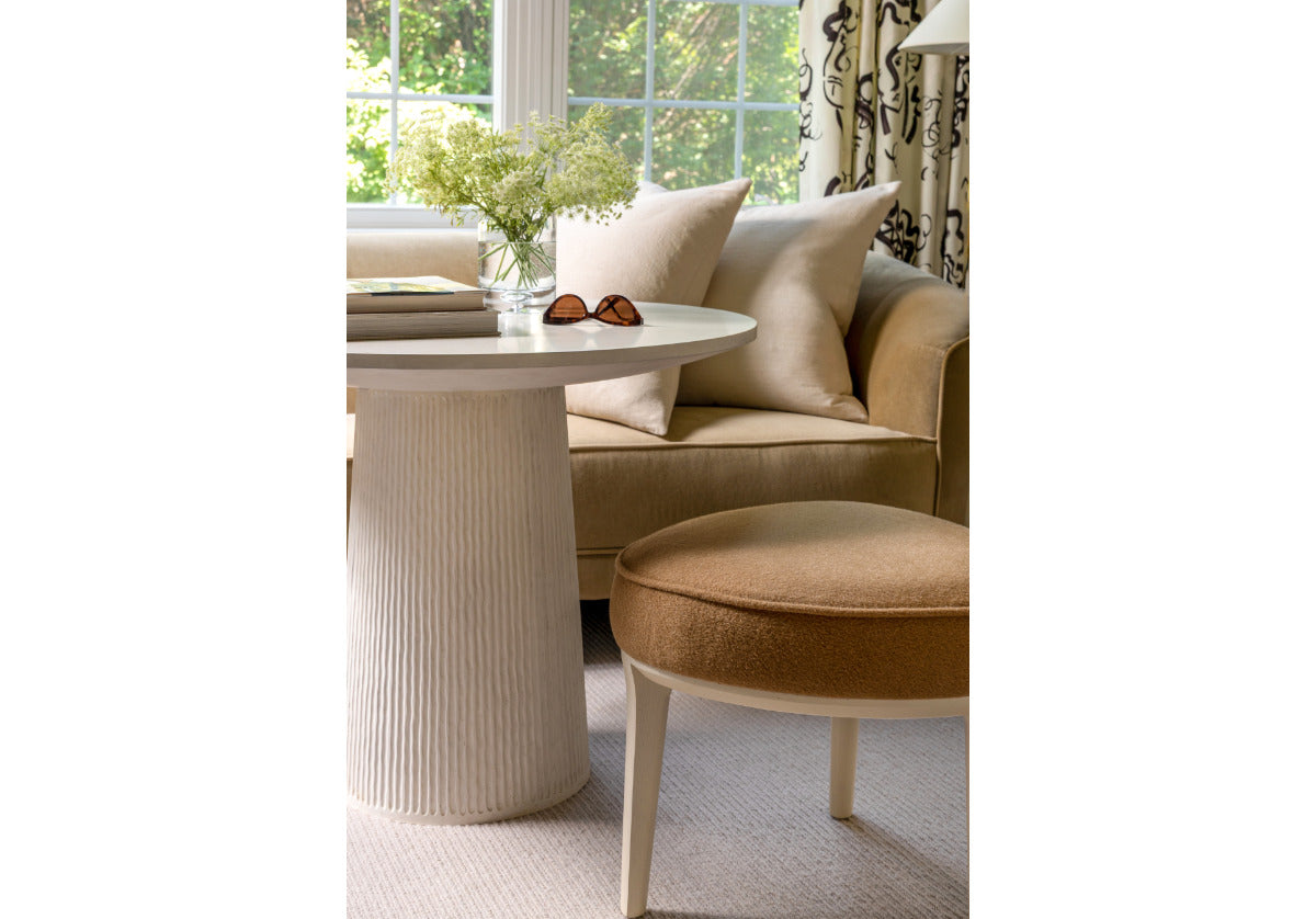 STEVIE OTTOMAN | Mohair Wool Blend in Camel