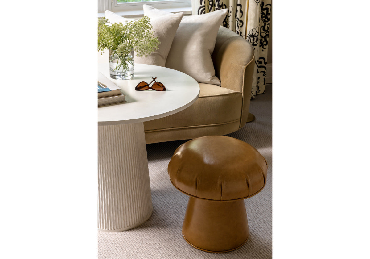 MUSHROOM OTTOMAN | Toffee Leather