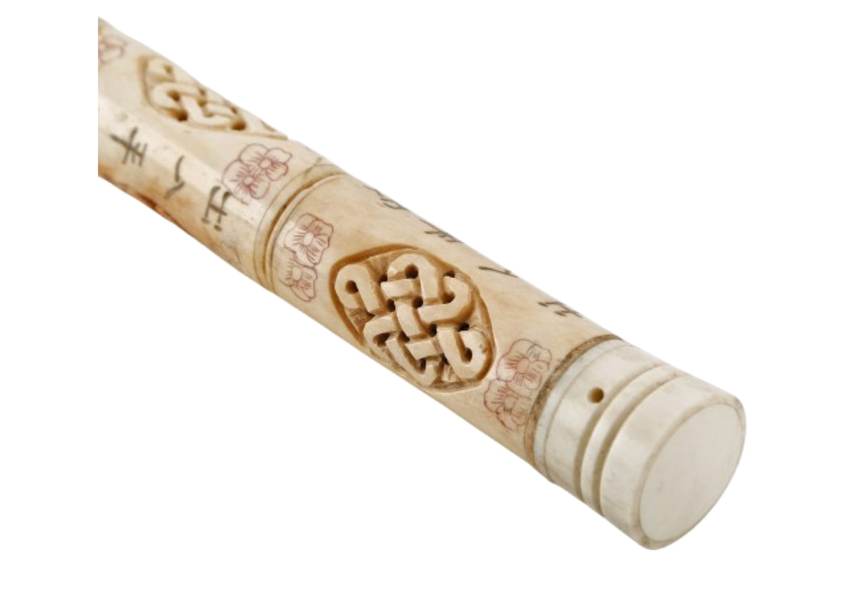 BONE CALLIGRAPHY BRUSH WITH HAND CARVED LUCKY PATTERN