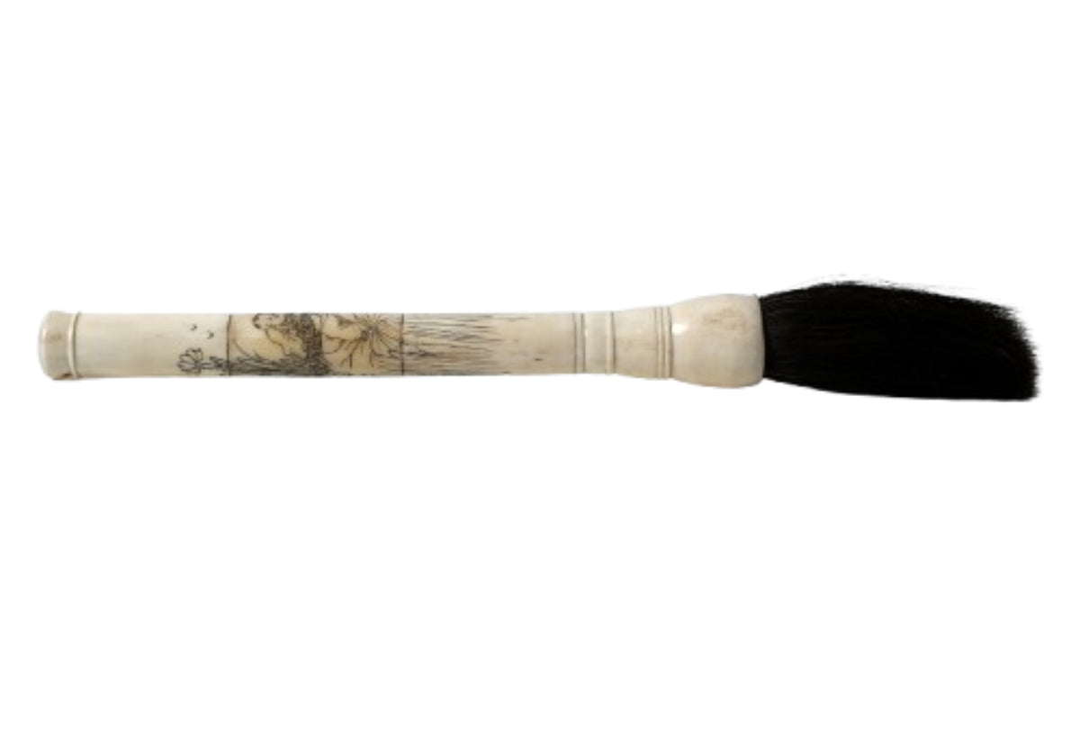 HAND CARVED WHITE BONE CALLIGRAPHY BRUSH