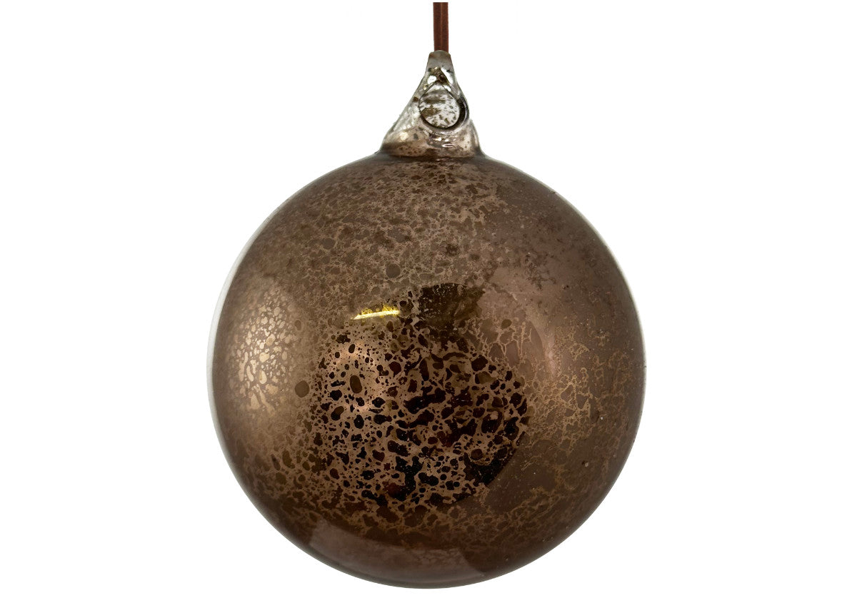 GLASS BALL BROWN GOLD ANTIQUE