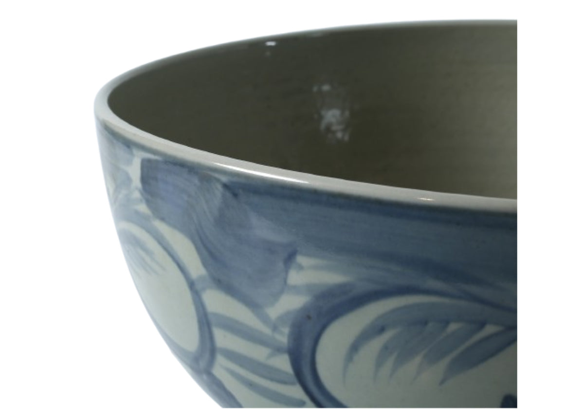 WIDE BLUE AND WHITE BOWL