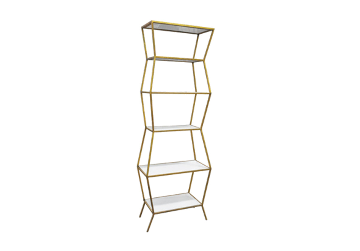 tall, golden with white shelves.