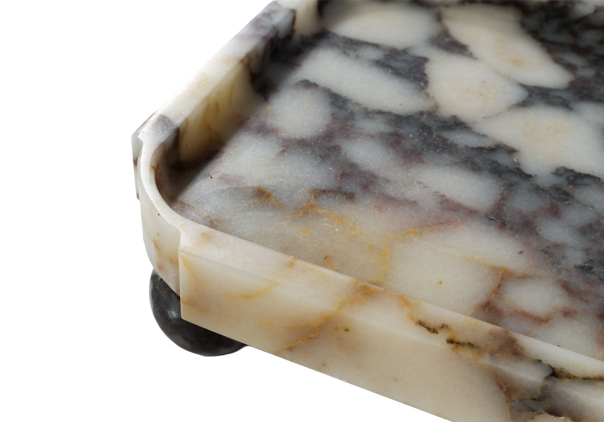 GRAND MARBLE FOOTED TRAY