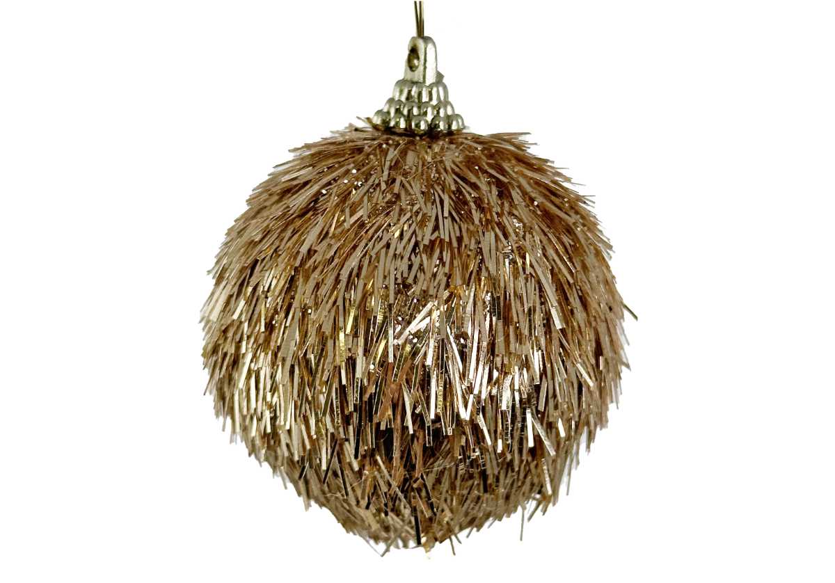 GOLD TINSEL BALL ORNAMENT