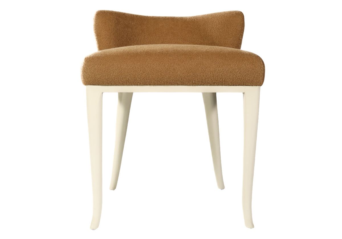 KELLY VANITY STOOL | Mohair Wool Blend in Camel