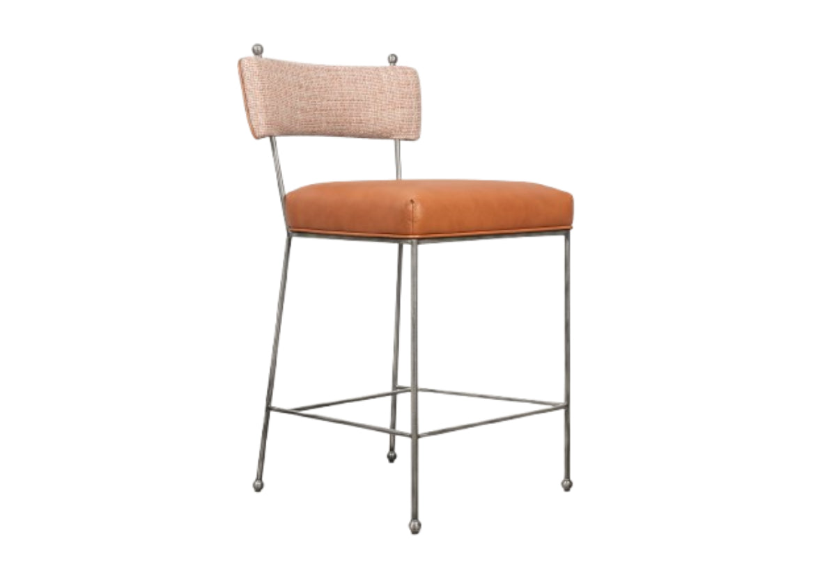 YVETTE COUNTER STOOL | Terra Leather & Tweed