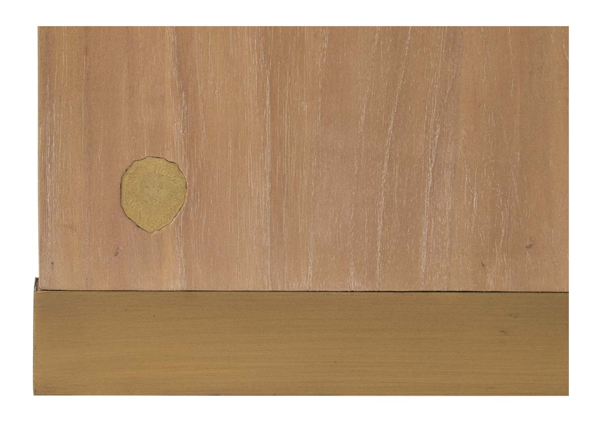 base of the odette stoo. This step stool is the ideal balance of function and sophistication. Its beautifully rounded wood form, complemented by its two brass capped sled base and matching hardware, blends seamlessly into closets, pantries, kid's baths, and kitchens. Its elegant design styles effortlessly for a timeless, elevated look.