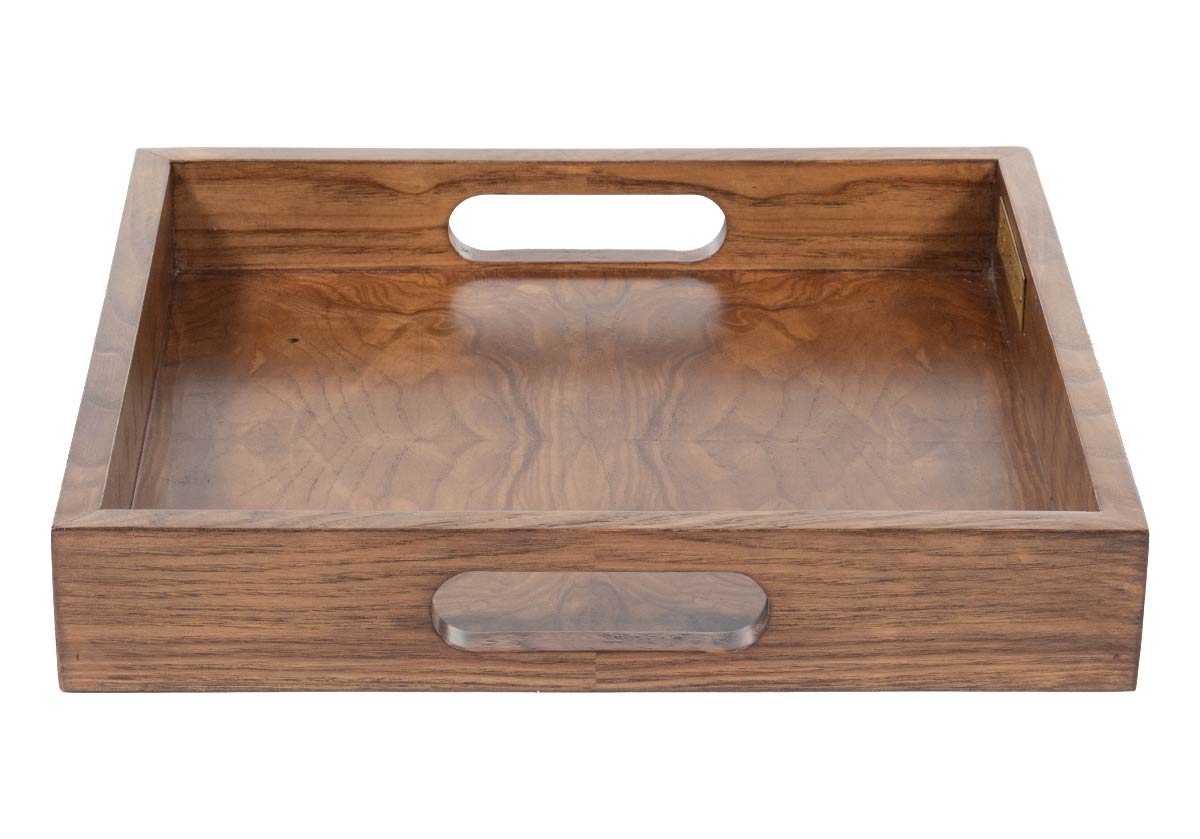 picture of small ash burled tray. a small square box for decorative purposes.