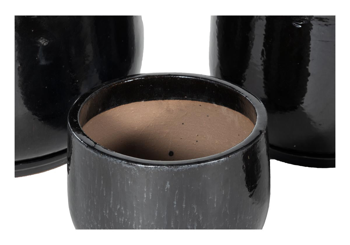 BLACK CERAMIC PLANTER | Set of 4 | Hand Glazed Ebony