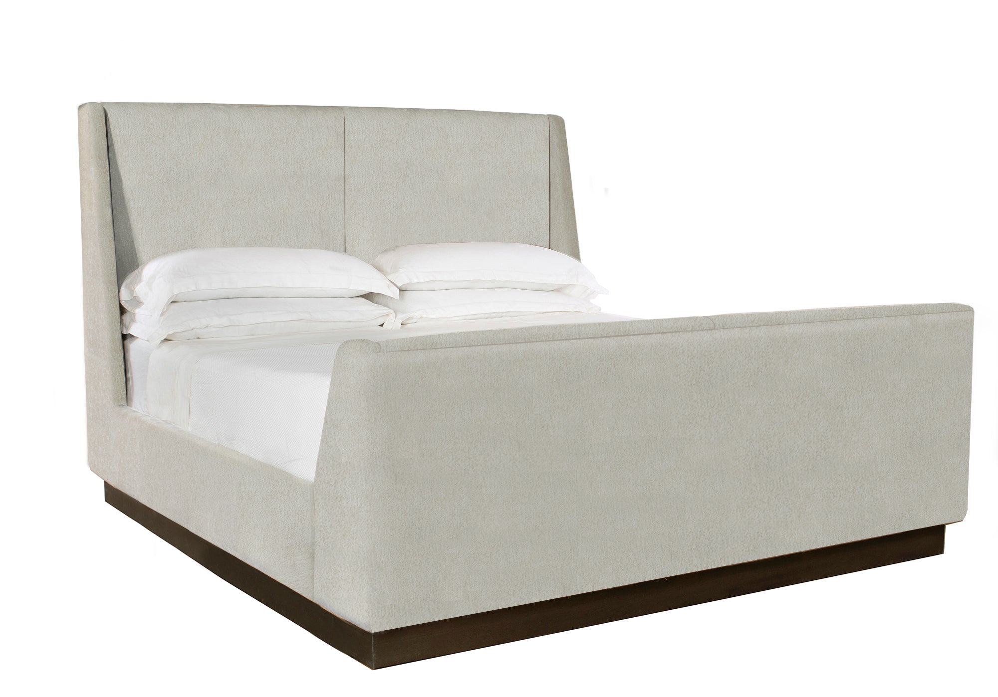 The Charlie is a transitional bed, easily styling with its single vertical channel running down the middle, providing softness and dimension. Its neutral fabric accentuated by an organic pattern, adds visual texture and movement. Completing its handsome design, the bed sits on a plinth base for superior support. 