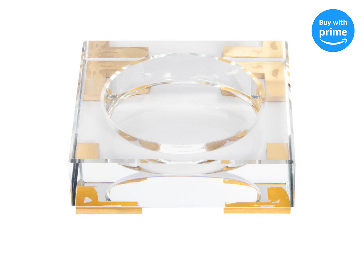 crystal candle diffuser with gold legs being shown from above, birds eye angle.