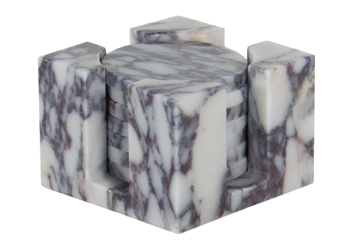 marble coaster set in calacatta viola
