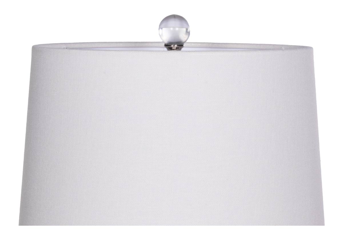 the lamp shade of the crystal fiona lamp with a crystal ball at the top.