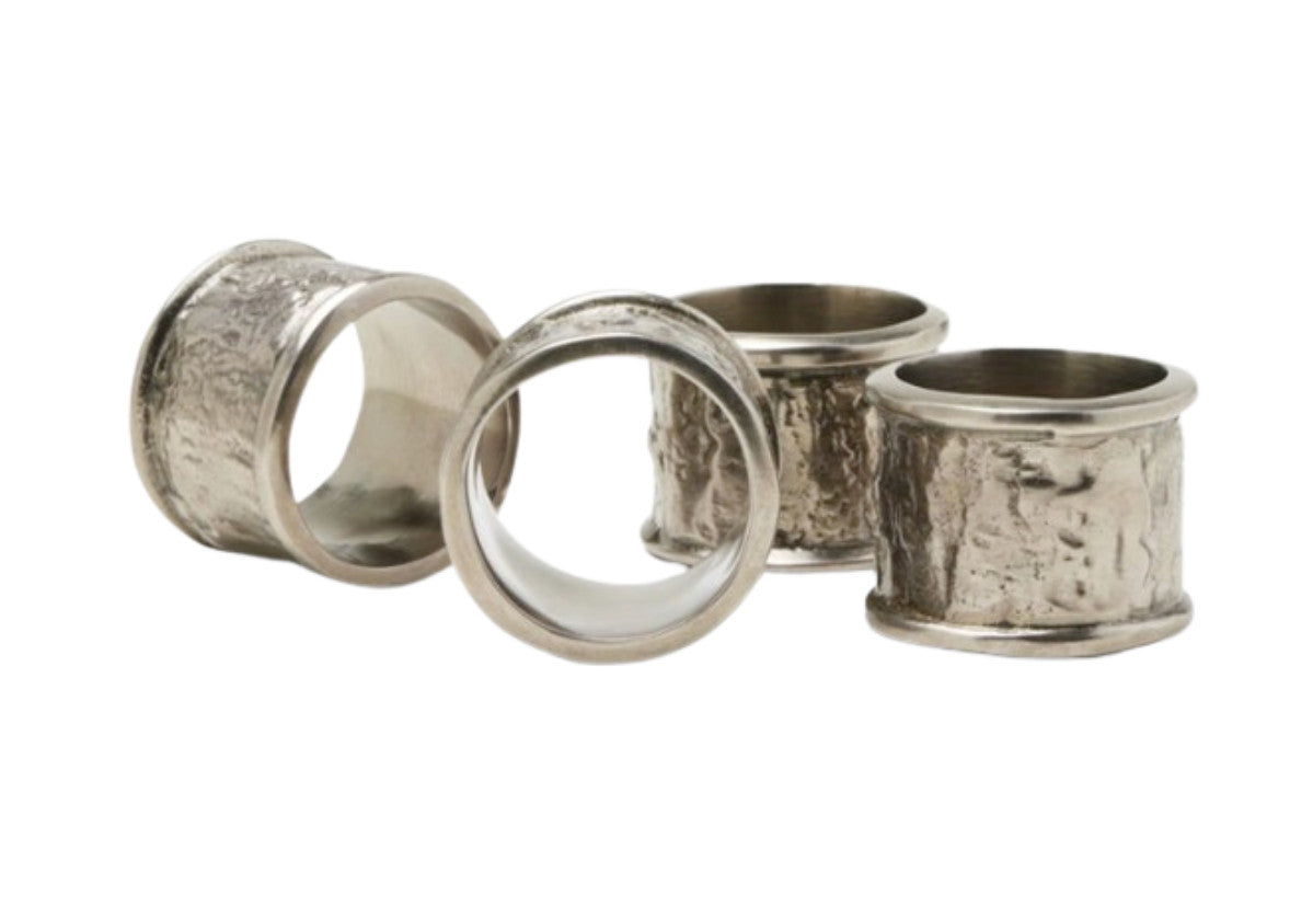 MELVIN NAPKIN RING | Antiqued Pewter | Set of 4