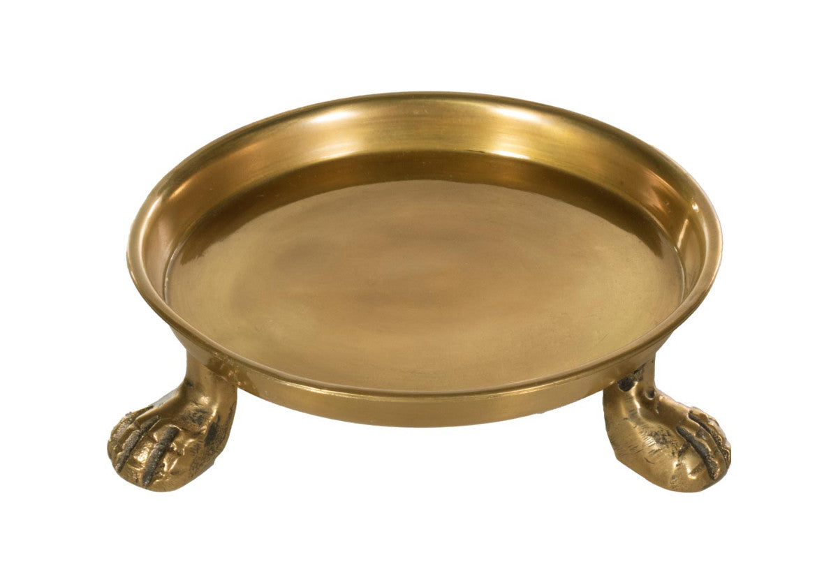 An Alice Lane favorite, this round clawfoot dish is crafted from brass and steel. Its eye-catching lion paw legs represent strength and leadership with balanced thought, action, and emotion. Incredibly versatile, it easily styles as a catchall, candle dish, or decor piece. Its symbolic meaning makes a luxurious, thoughtful gift for anyone.