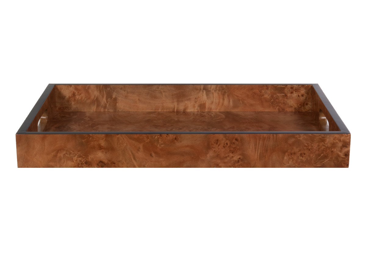 side top down view of the briled wood tray in the small rectangle shape.