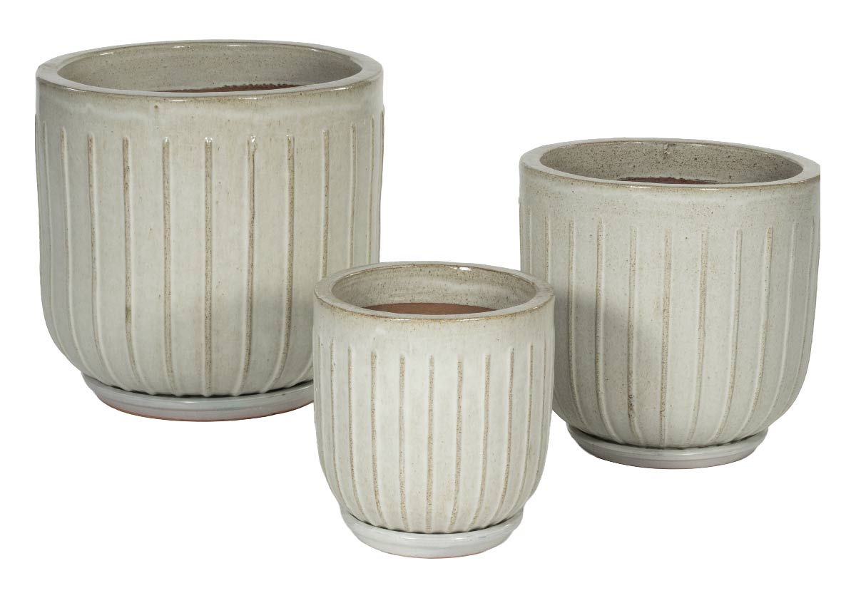 WHITE CERAMIC PLANTER | Set of 3 | Hand Glazed Vanilla Bean