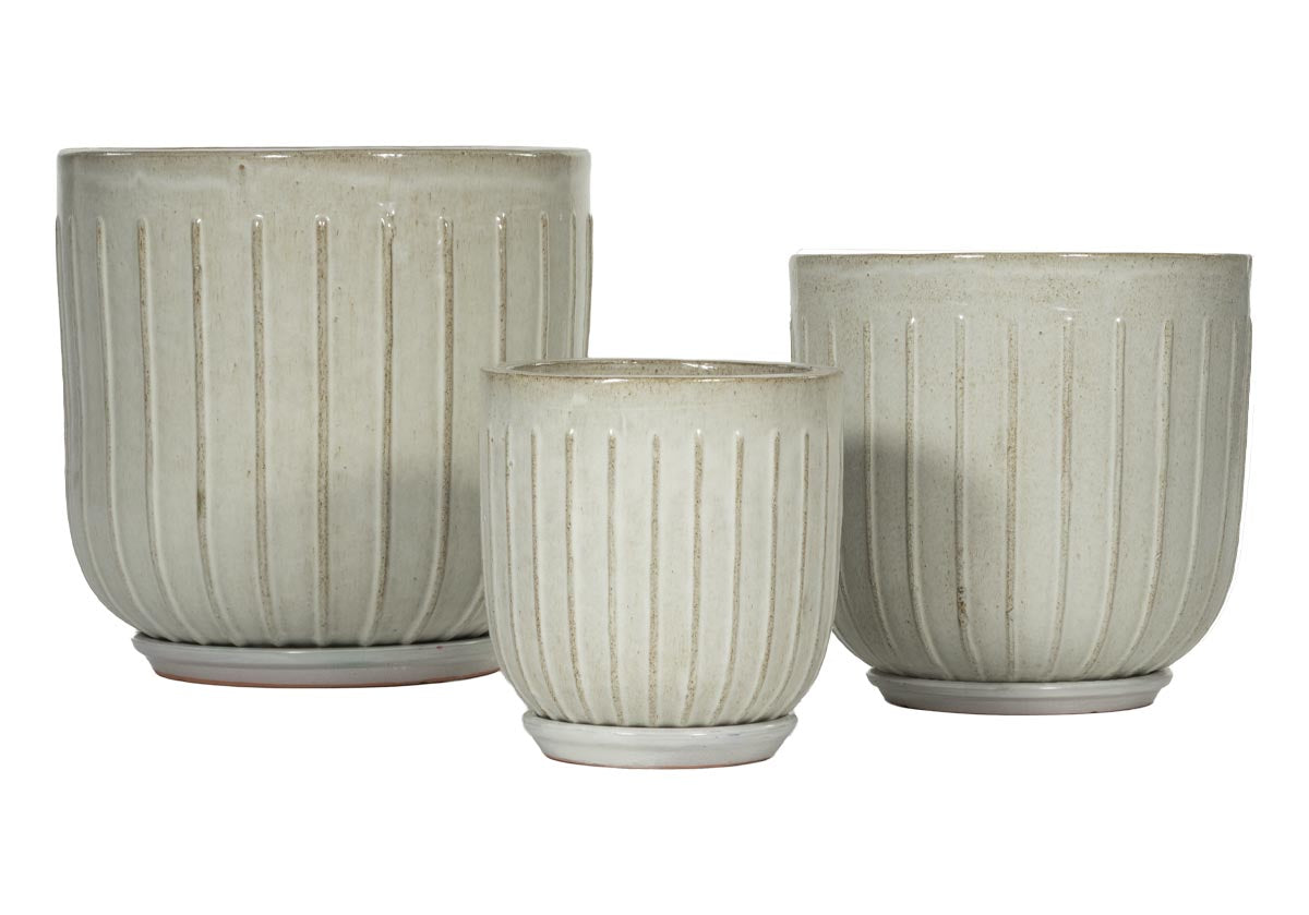 WHITE CERAMIC PLANTER | Set of 3 | Hand Glazed Vanilla Bean