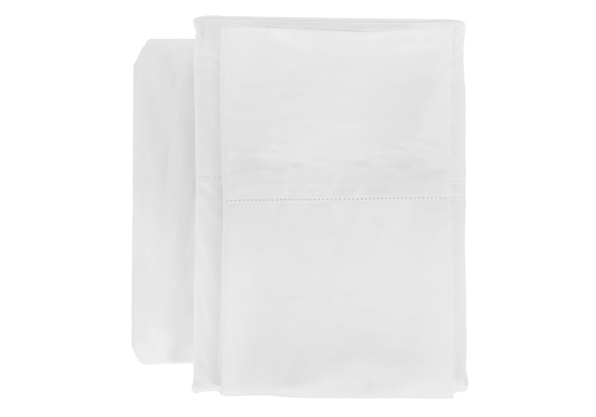 CLASSICO HEMSTITCH COTTON SATEEN SHEET SET | White