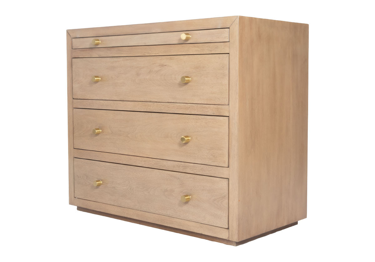 photo of the brooklyn nightstand with gold knobs facing the left side.