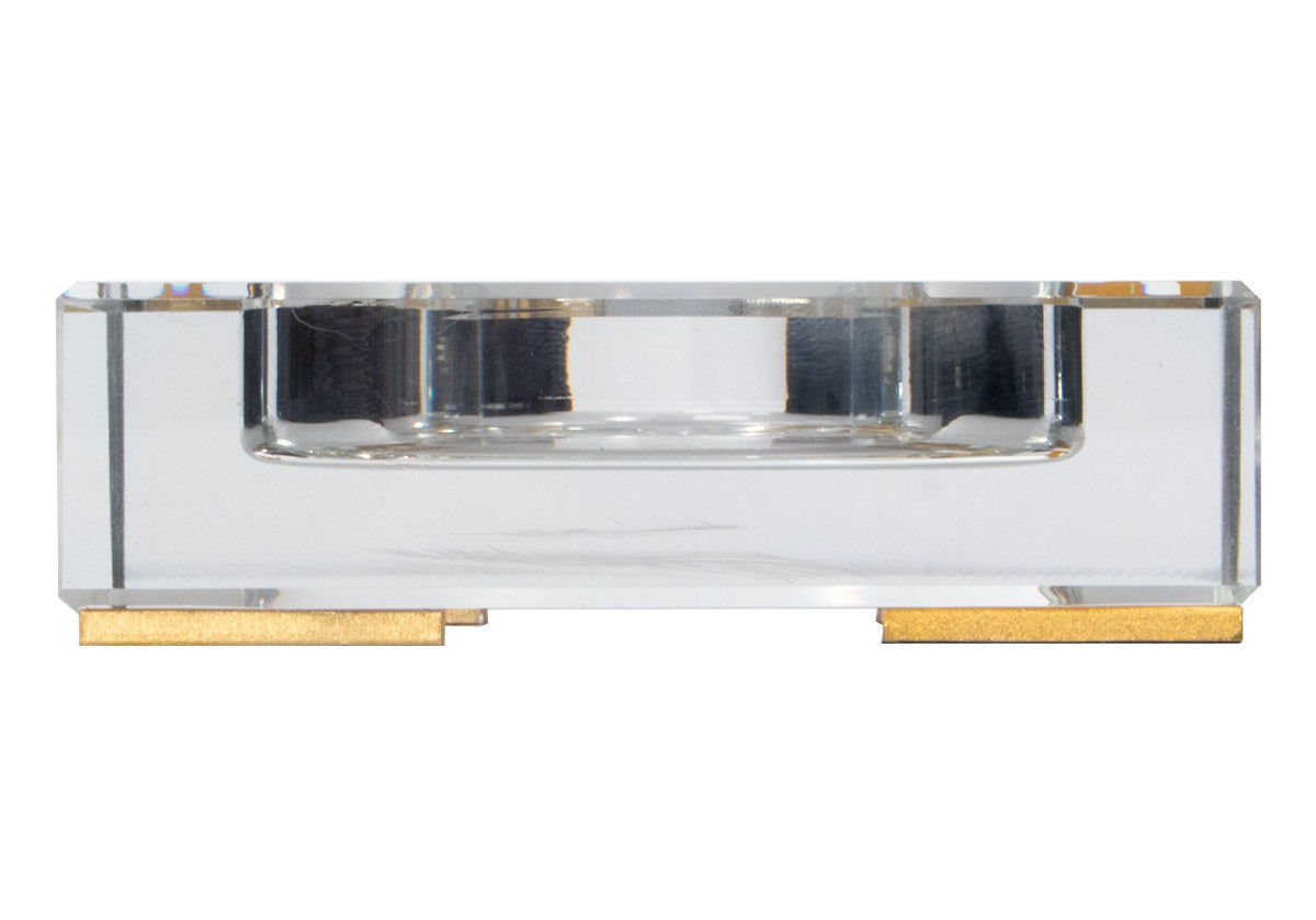 close up of side of the crystal candle diffuser, you can see the gold legs on the bottom.