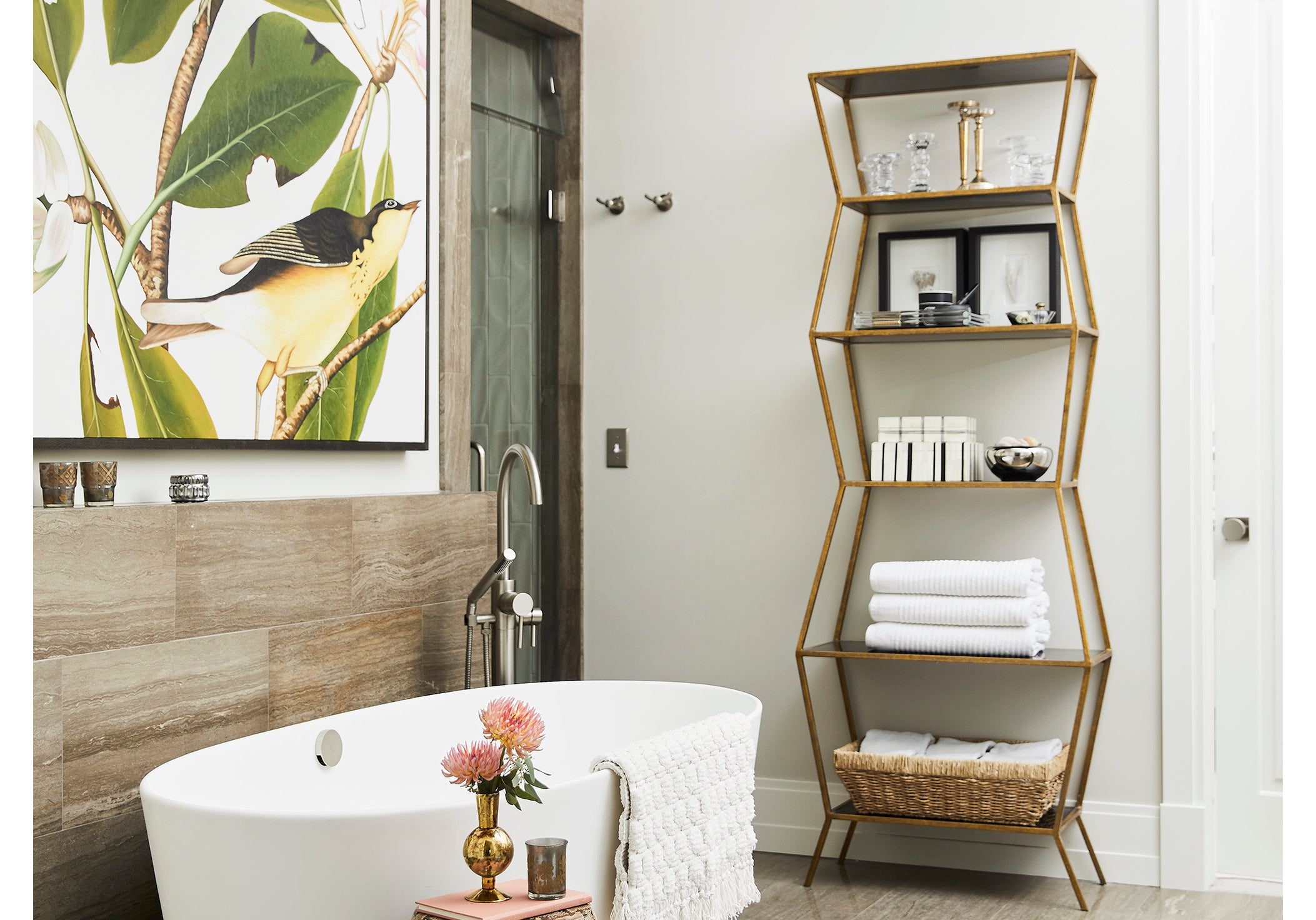the albert etagere with the bone domino box on it.