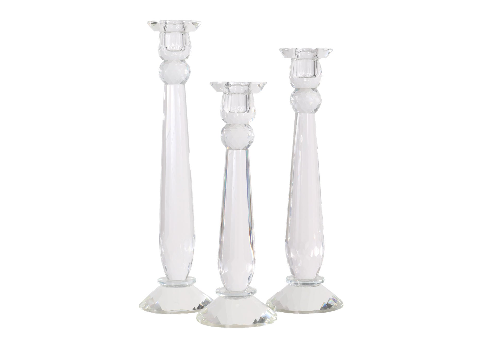 Create an eye-catching look with this solid K1 crystal candlestick. Its faceted crystal form provides an update to the traditional candlestick, for a style that is both elegant and timeless. Pair two of the same size together for a matched design or mix the sizes for a clustered style. 