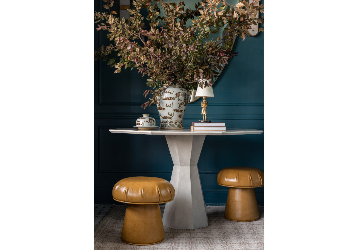 MUSHROOM OTTOMAN | Toffee Leather