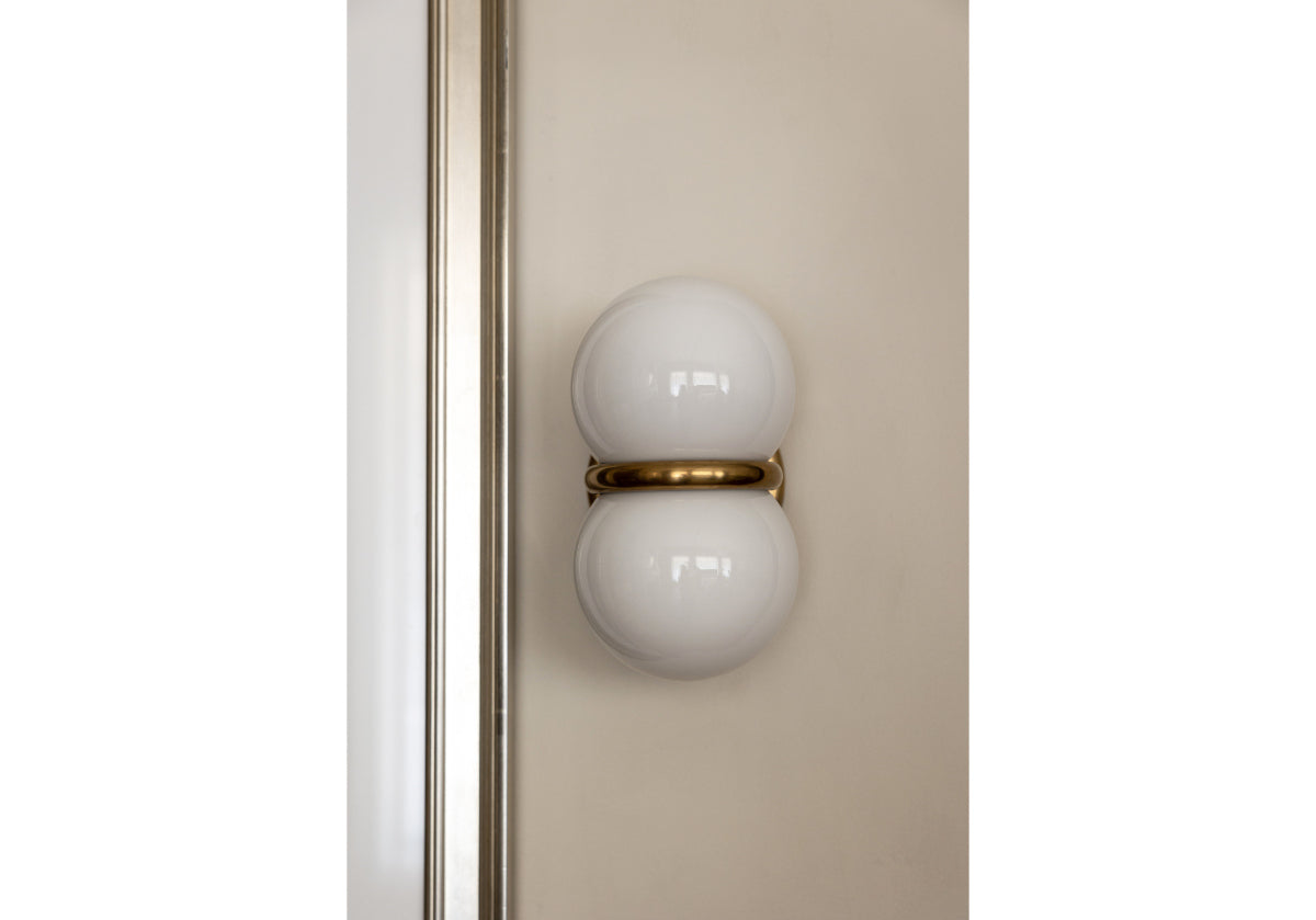AMELIA SCONCE | White Glass & Brass
