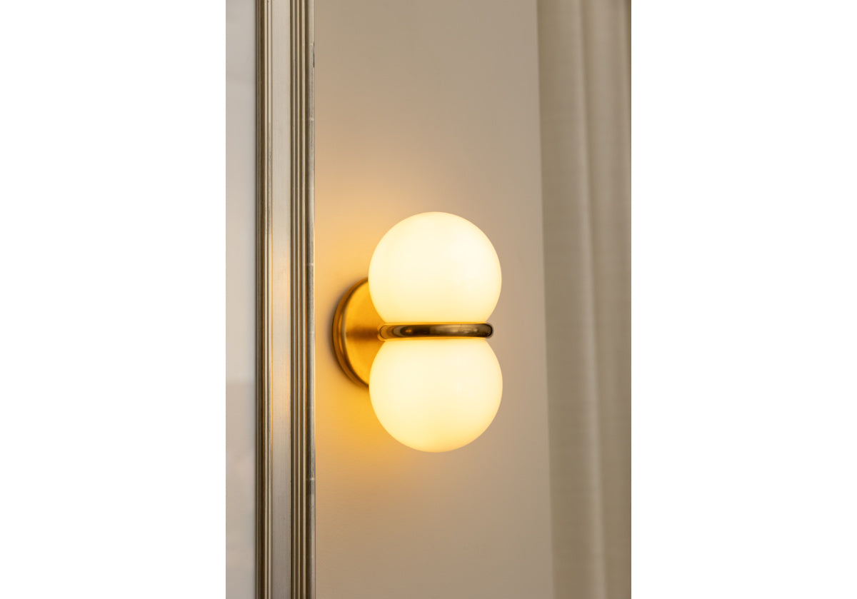 AMELIA SCONCE | White Glass & Brass