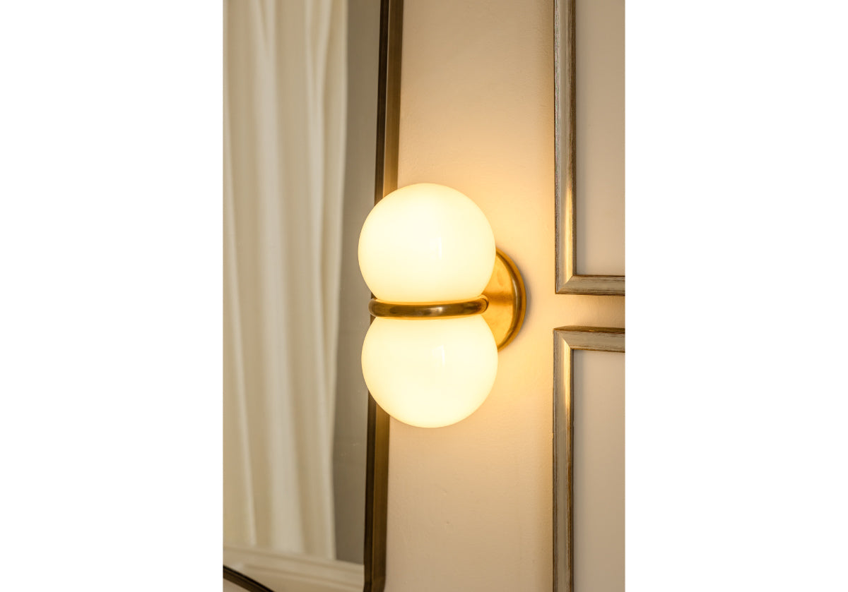 AMELIA SCONCE | White Glass & Brass