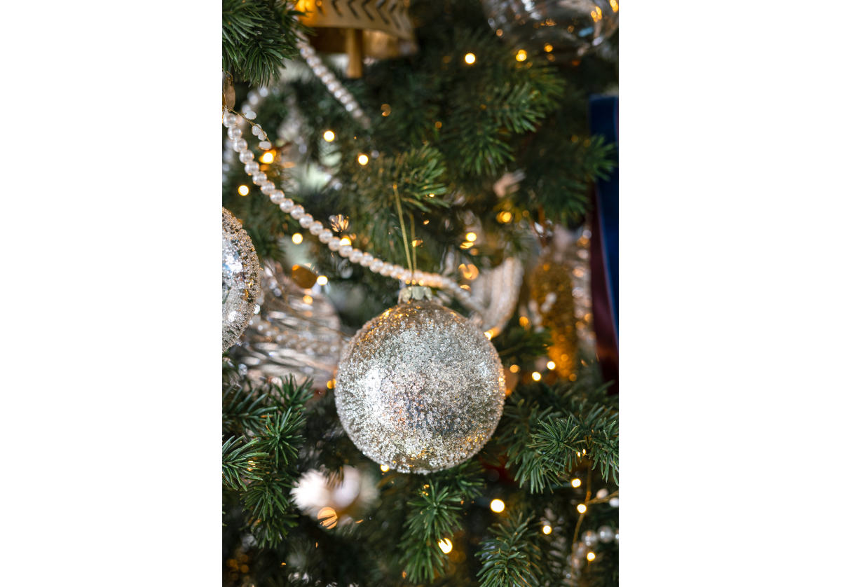 GOLDEN SUGAR BEAD GLASS BALL ORNAMENT | 4"