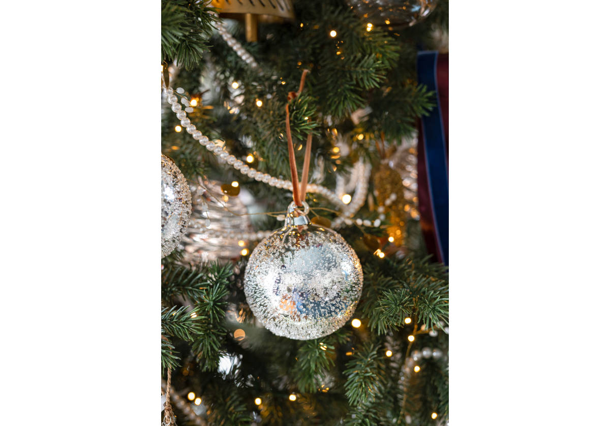 POLISHED SILVER ICED GLASS ORNAMENT | 4"