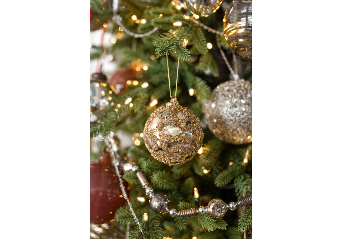 SHINY BEADED GLASS ORNAMENT | 3"