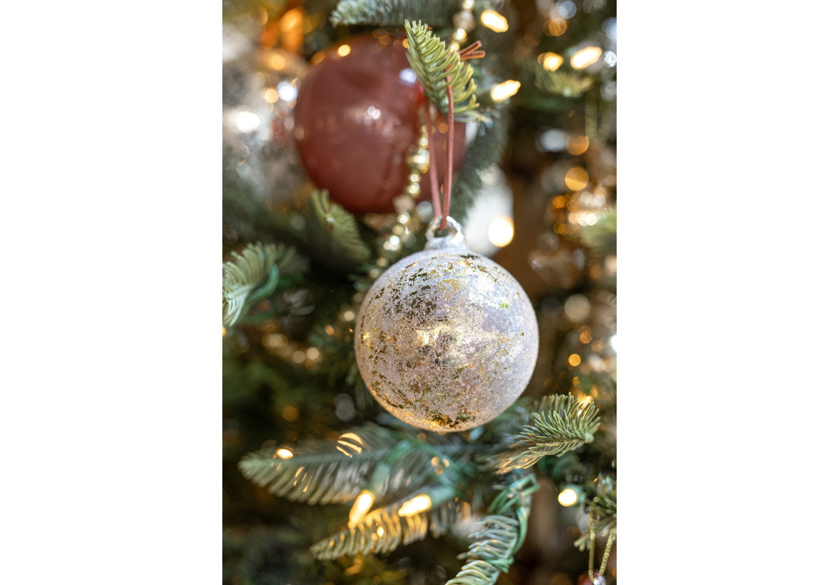 ANTIQUE BROWN GILDED GLASS BALL ORNAMENT | 3"
