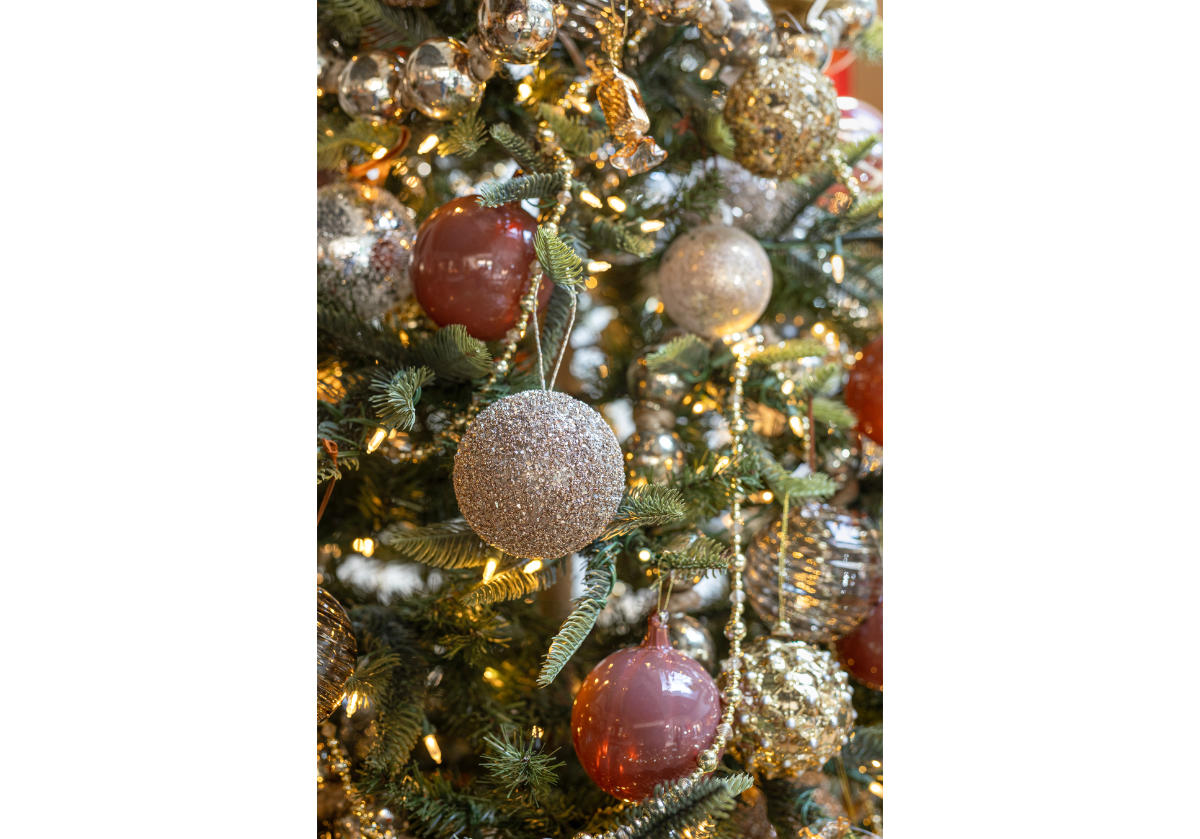 CHAMPAGNE GLITTER BEAD BALL ORNAMENT | 4"