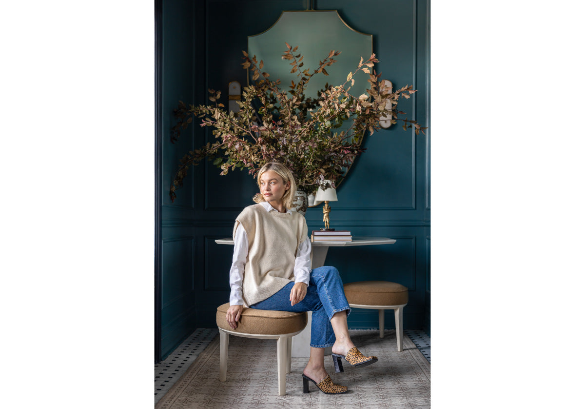 STEVIE OTTOMAN | Mohair Wool Blend in Camel