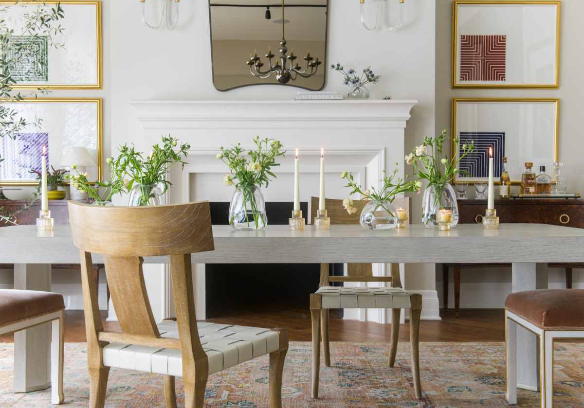 the arther table can be seen with two felix chairs on the either end and the iris mirror in the background. 