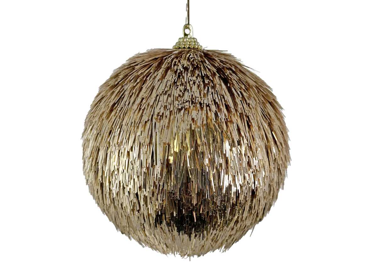 GOLD TINSEL BALL ORNAMENT