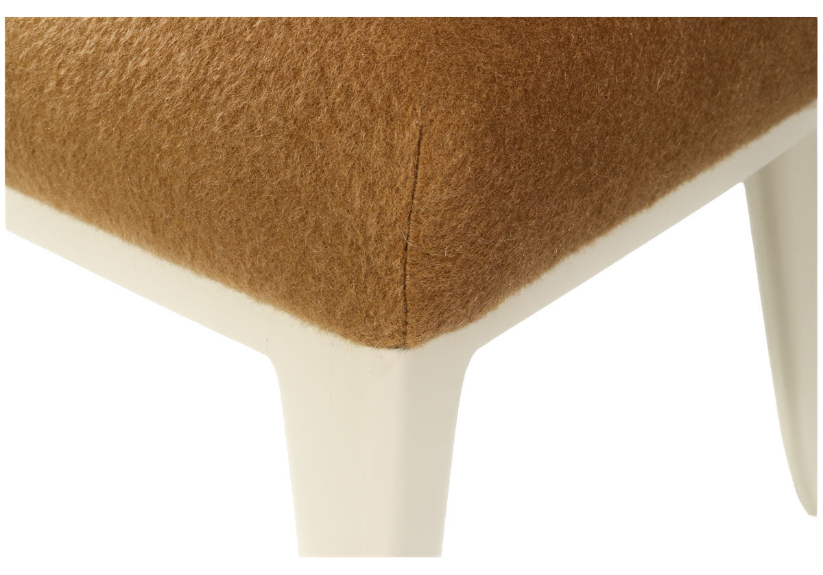 KELLY VANITY STOOL | Mohair Wool Blend in Camel