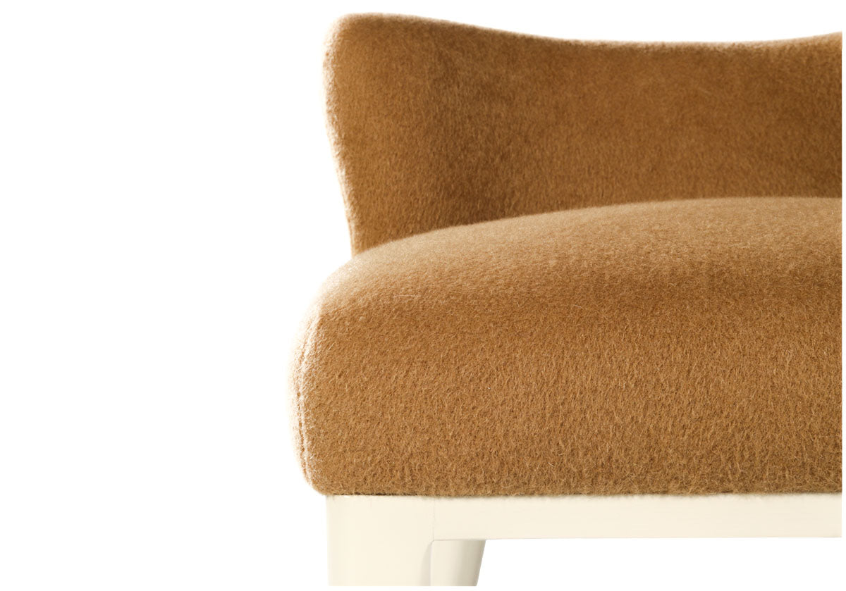 KELLY VANITY STOOL | Mohair Wool Blend in Camel
