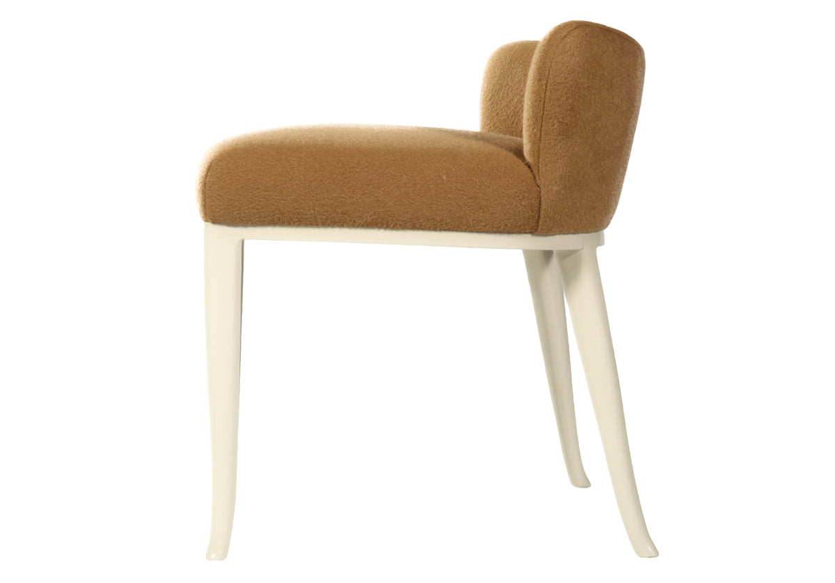 KELLY VANITY STOOL | Mohair Wool Blend in Camel