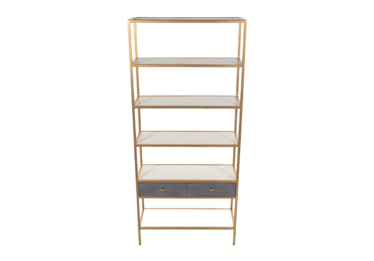 top, down photo of the albert etagere. you can see the marble design on the shelving. 